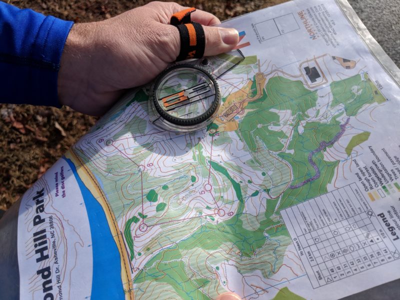 Orienteering map and compass
